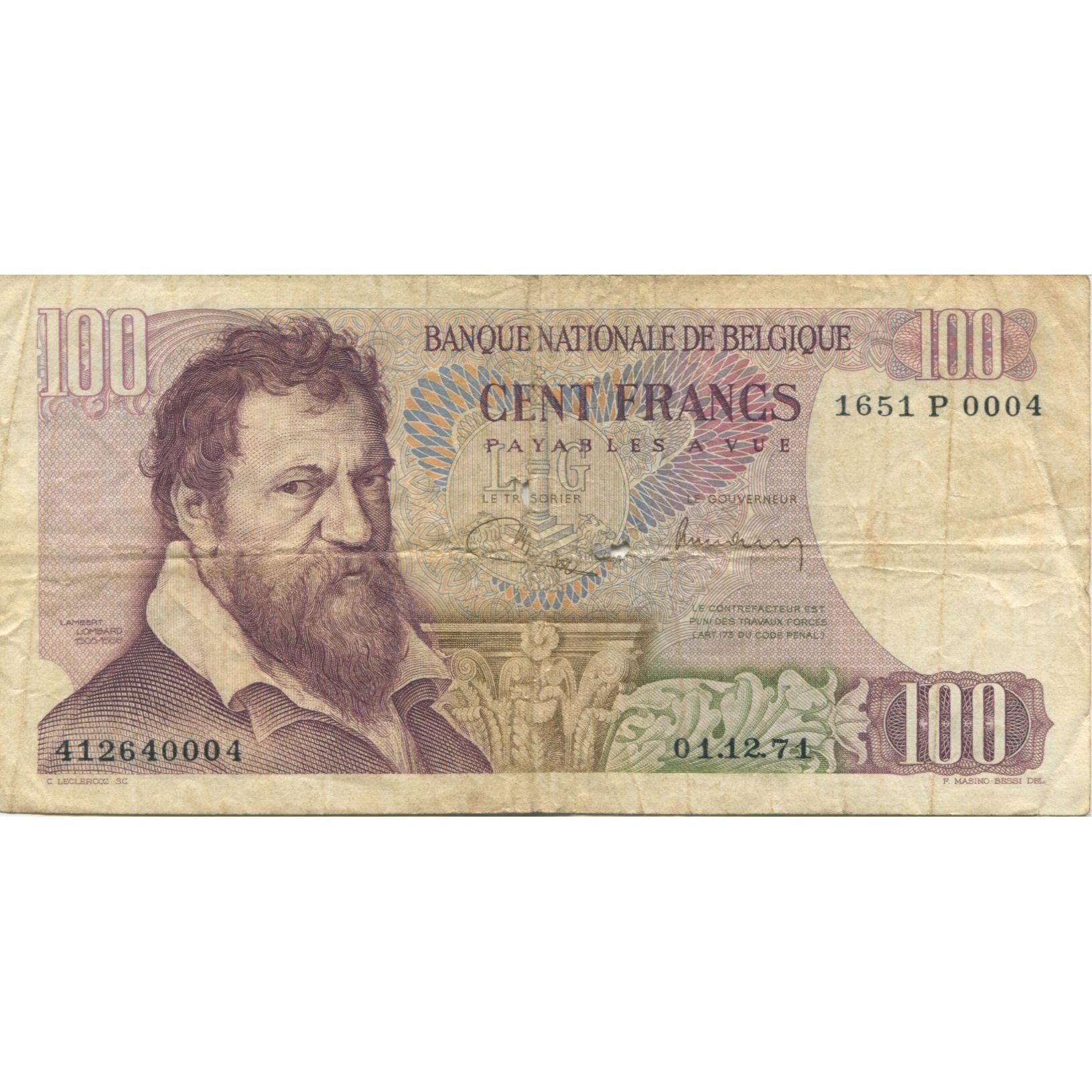 Banknote, Belgium, 100 Francs, 1971, 1971-12-01, KM:134b, VF(20-25)