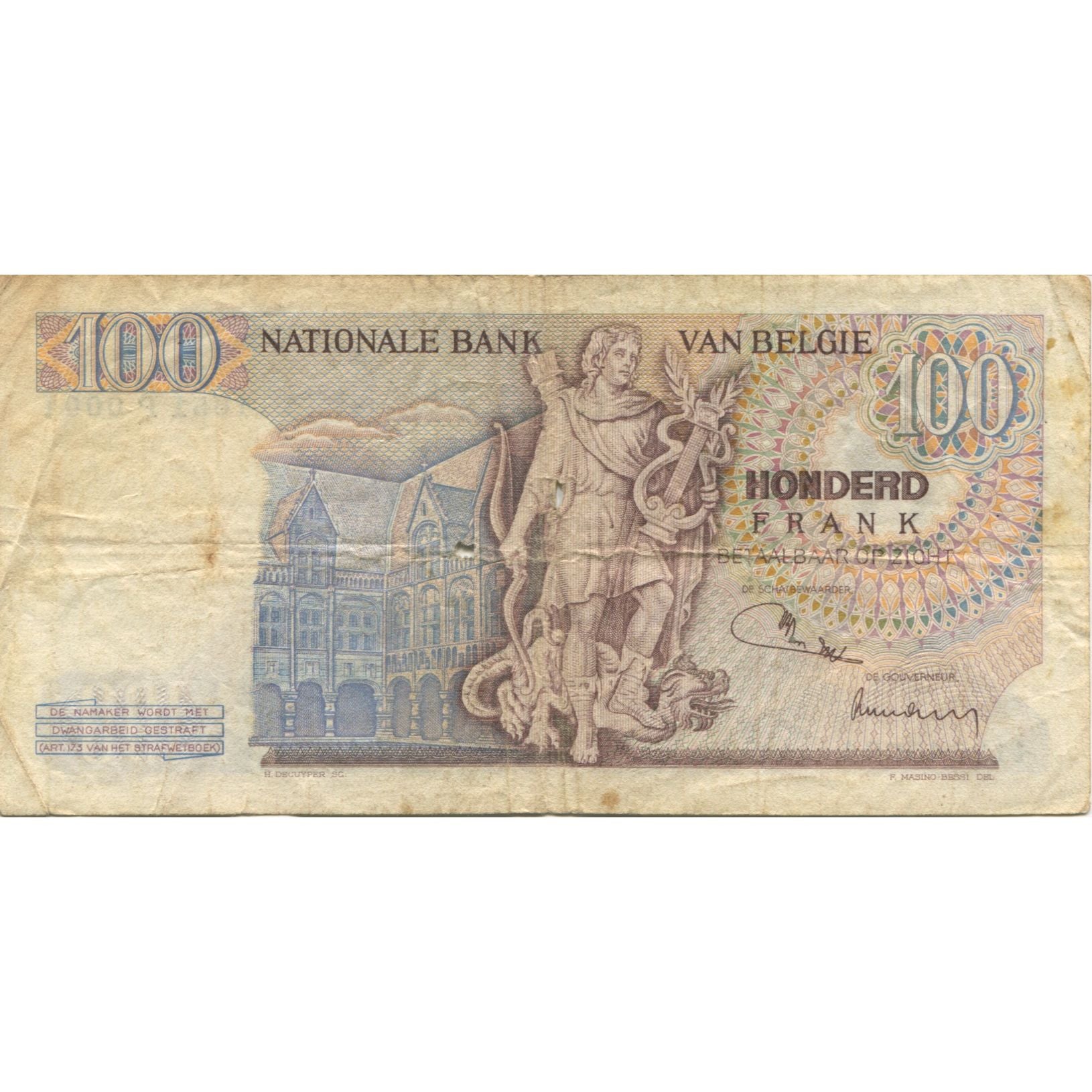 Banknote, Belgium, 100 Francs, 1971, 1971-12-01, KM:134b, VF(20-25)