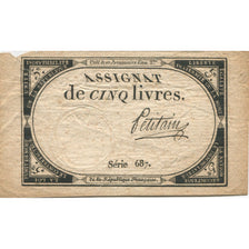 Francja, 5 Livres, 1793, Petitain, 1793-10-31, AU(50-53), KM:A76, Lafaurie:171