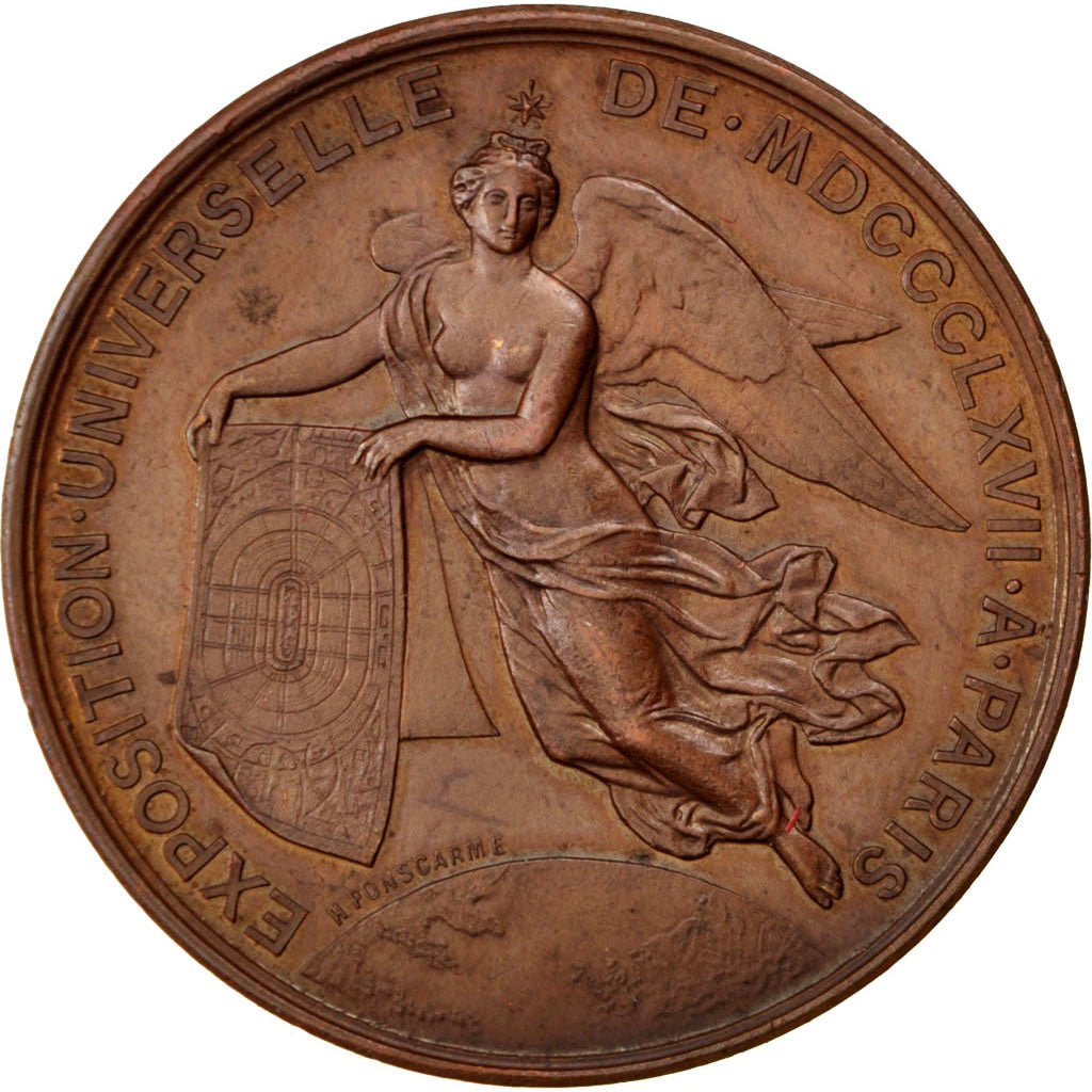 FRANCE, Sciences & Technologies, Second French Empire, Medal, 1867, AU(50-53),..