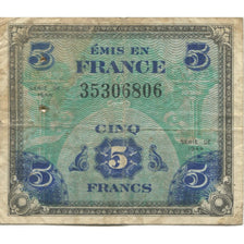 Frankrijk, 5 Francs, Flag/France, 1944, TB, Fayette:VF16.2, KM:115a