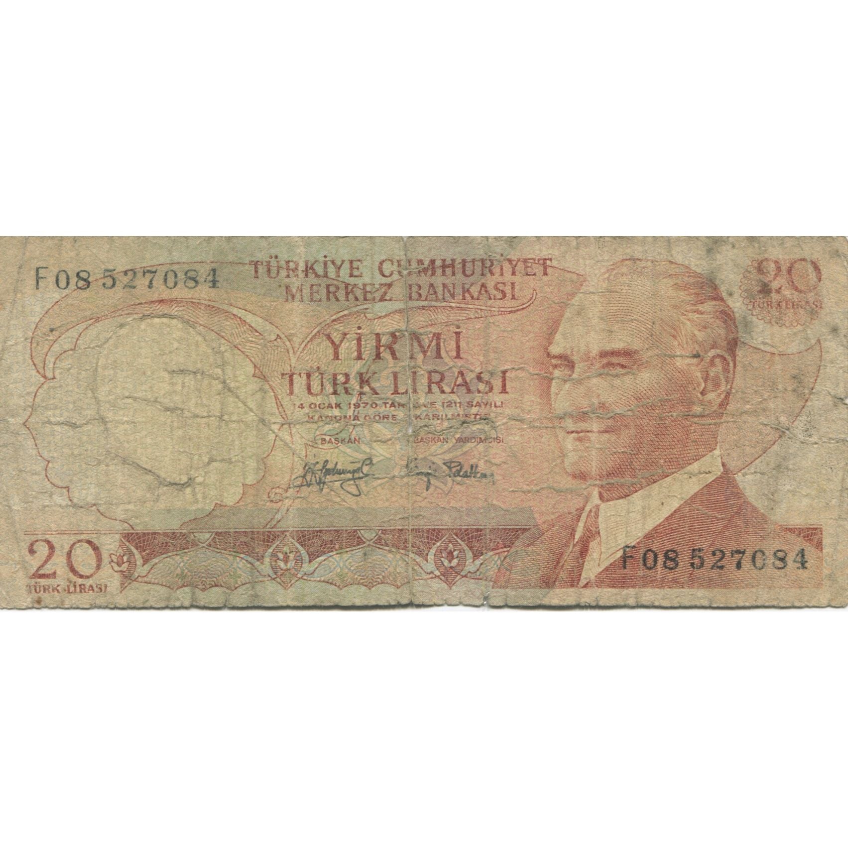 Geldschein, Türkei, 20 Lira, 1970, KM:187a, SGE