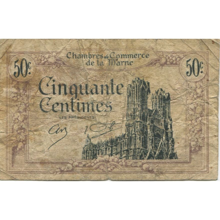 Francja, Marne, 50 Centimes, 1920, Chambre de Commerce, VG(8-10), Pirot:43-1