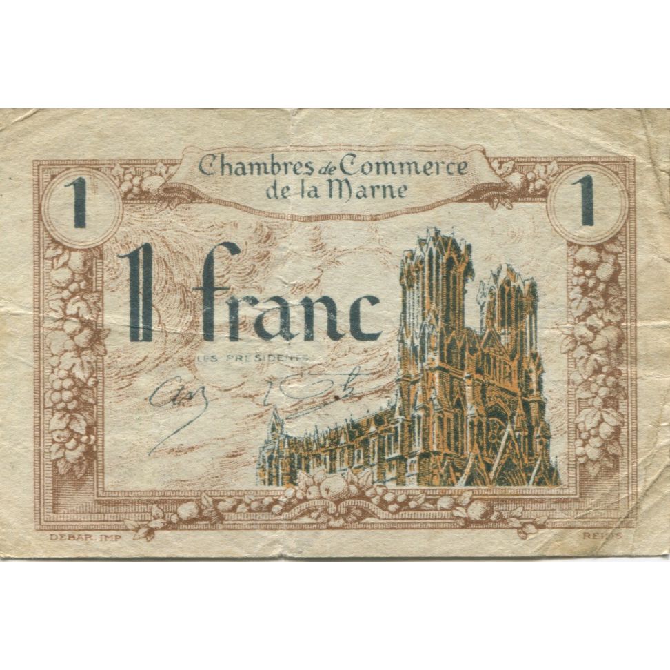 France, Reims, 1 Franc, 1920, EF(40-45), Pirot:43-2
