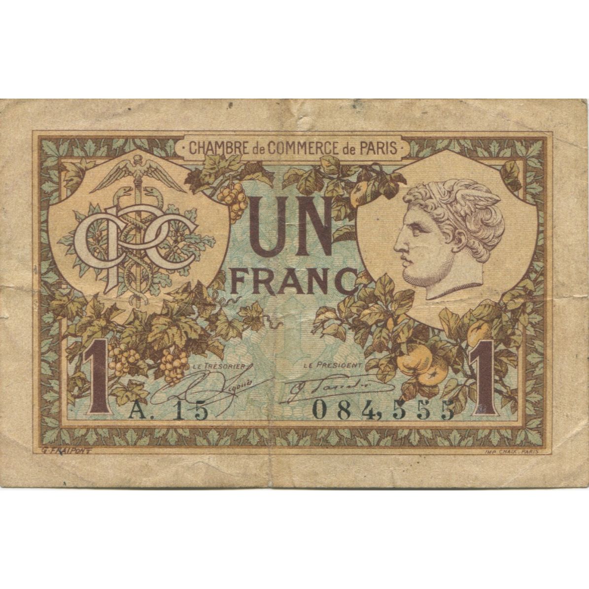 Francja, Paris, 1 Franc, 1920, VF(20-25), Pirot:97-36