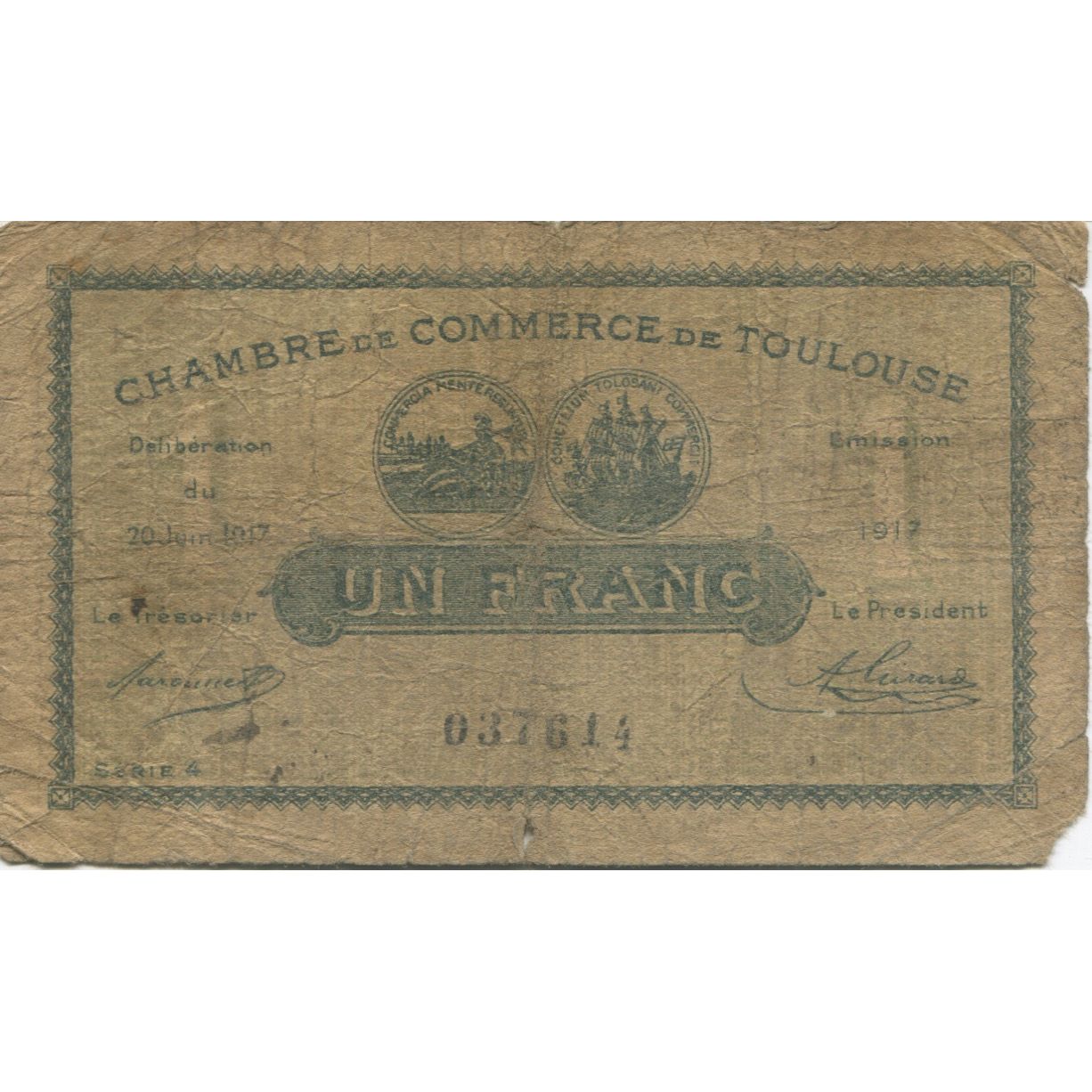 Frankreich, Toulouse, 1 Franc, 1917, SGE, Pirot:122-27