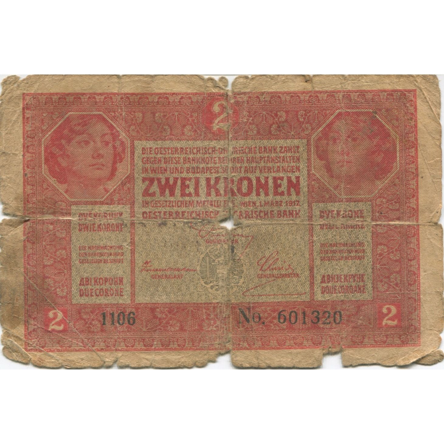 Banknote, Austria, 2 Kronen, KM:50, VG(8-10)