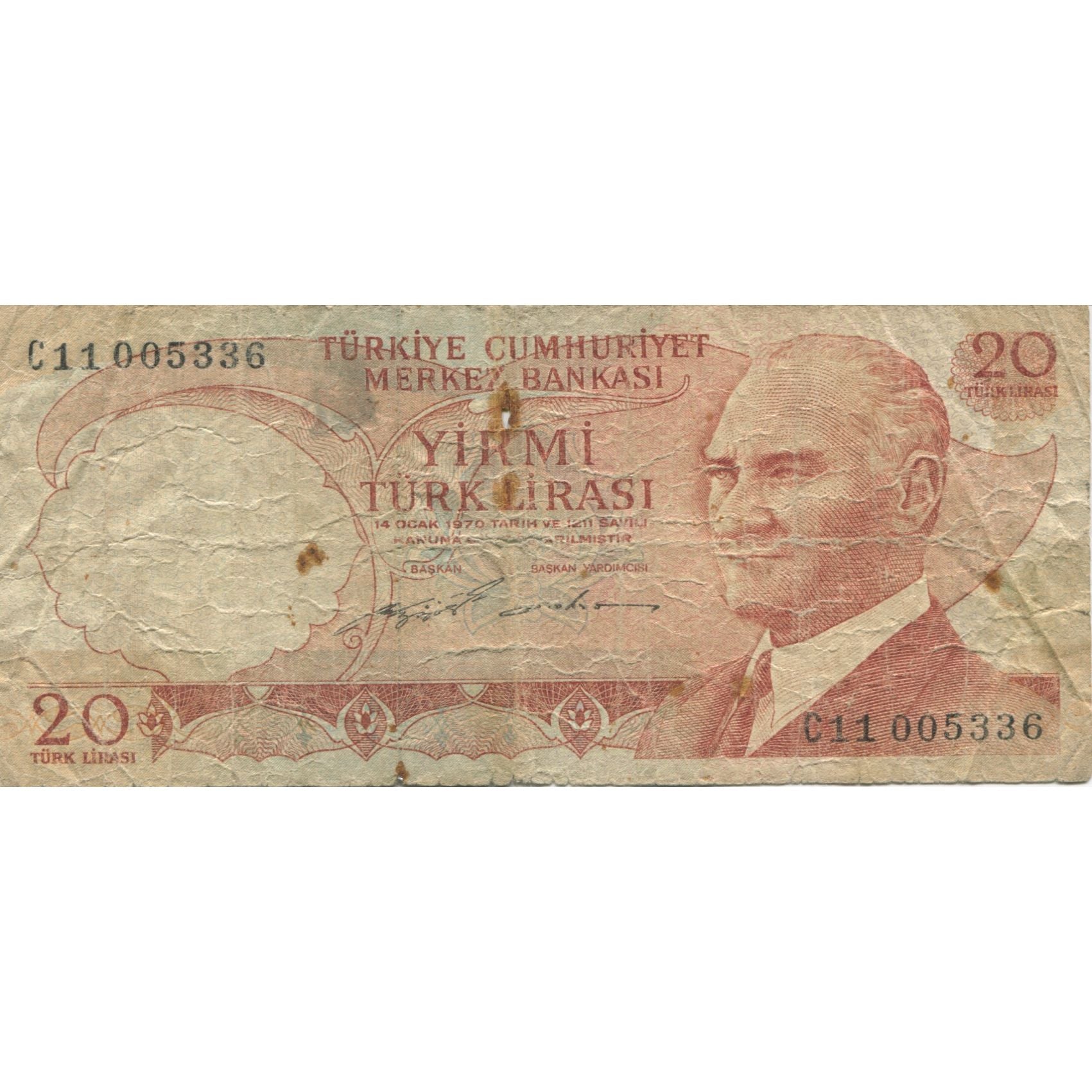 Geldschein, Türkei, 20 Lira, KM:187b, SGE