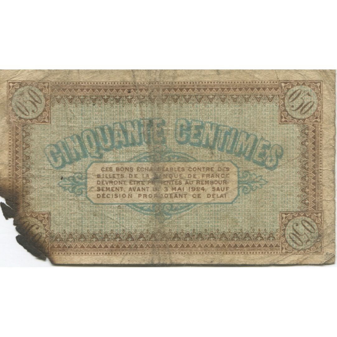 Francja, Châlon-sur-Saône, 50 Centimes, 1916, VG(8-10), Pirot:42-1