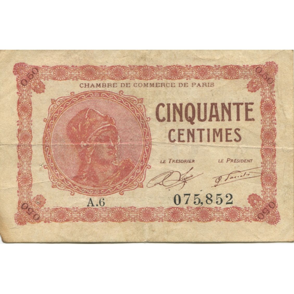 Francja, Paris, 50 Centimes, 1920, VF(20-25), Pirot:97-10