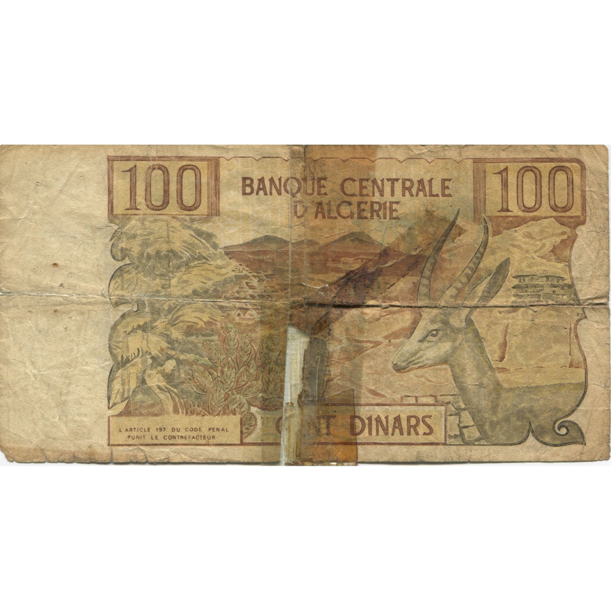 Banknote, Algeria, 100 Dinars, 1970, KM:128b, VG(8-10)