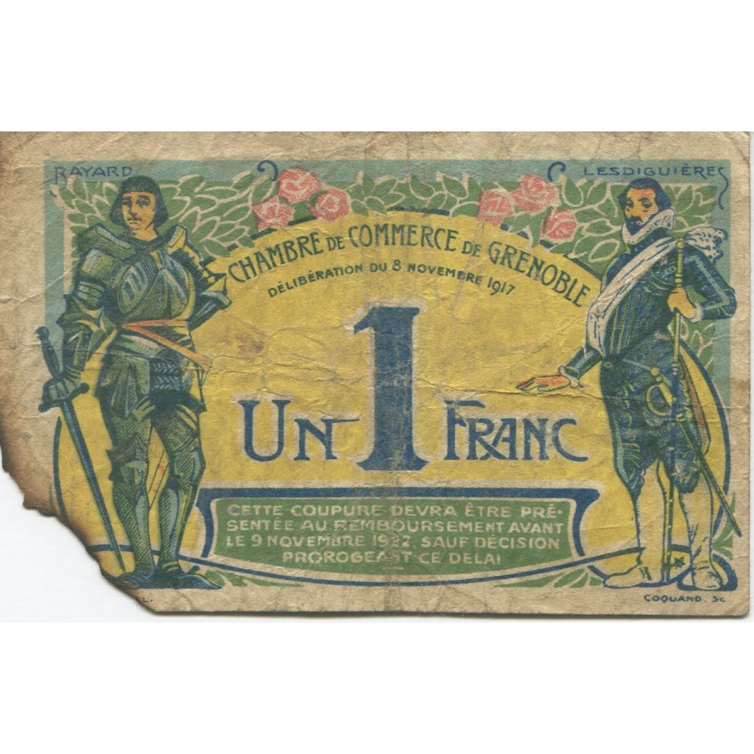 Francja, Grenoble, 1 Franc, 1917, VG(8-10), Pirot:63-20