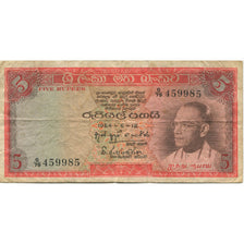 Nota, Ceilão, 5 Rupees, Undated (1964), KM:63a, VF(20-25)