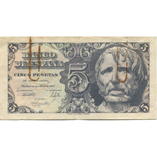 Billet, Espagne, 5 Pesetas, 1947, 1947-04-12, KM:134a, TB