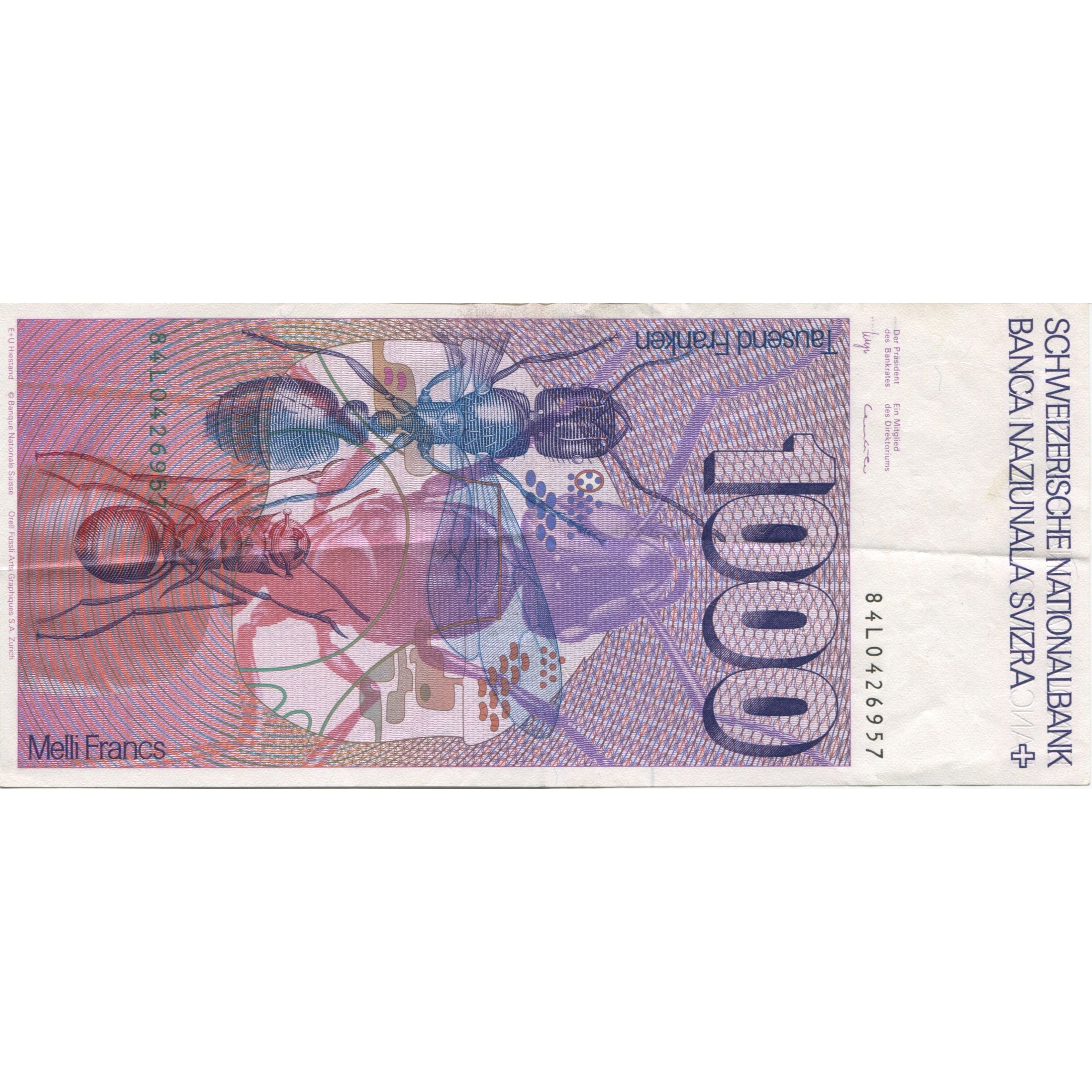 Banknote, Switzerland, 1000 Franken, Undated (1977-92), KM:59c, AU(55-58)