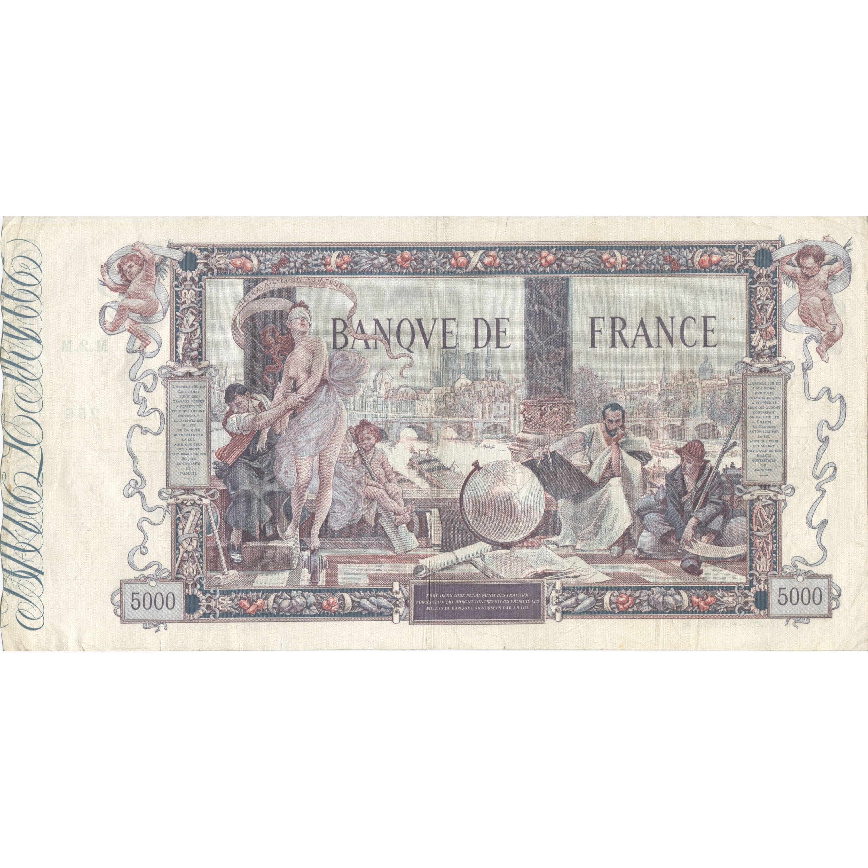 Frankrijk, 5000 Francs, Flameng, 1918, 1918-01-03, TTB, Fayette:43.1, KM:76