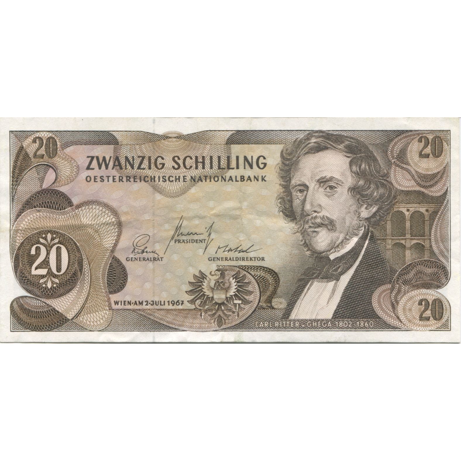 Banknote, Austria, 20 Schilling, 1967, 1967-07-02, KM:142a, UNC(63)
