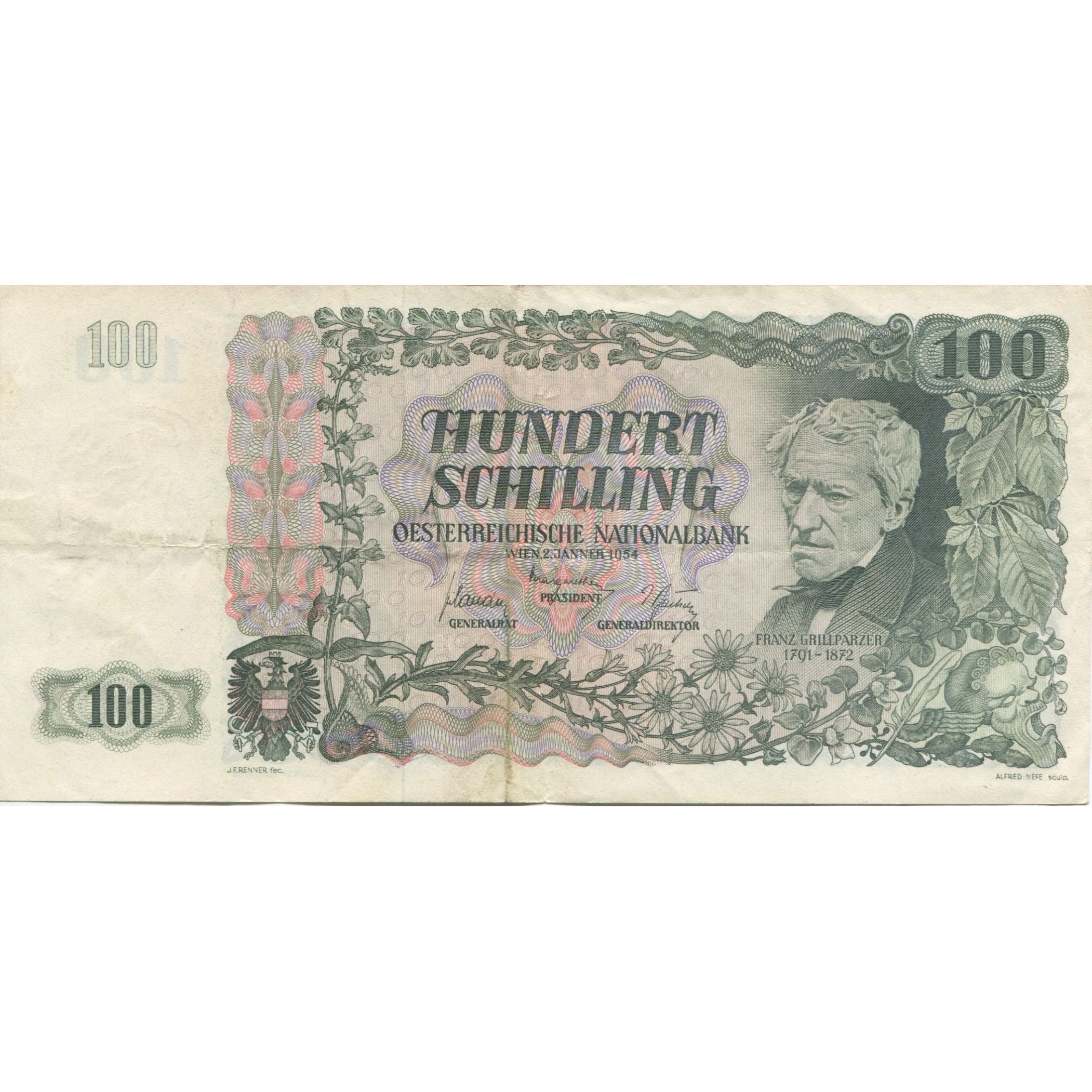Banknote, Austria, 100 Schilling, 1954, 1954-01-02, KM:133a, EF(40-45)