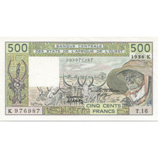Banknote, West African States, 500 Francs, 1986, KM:206Bj, UNC(65-70)