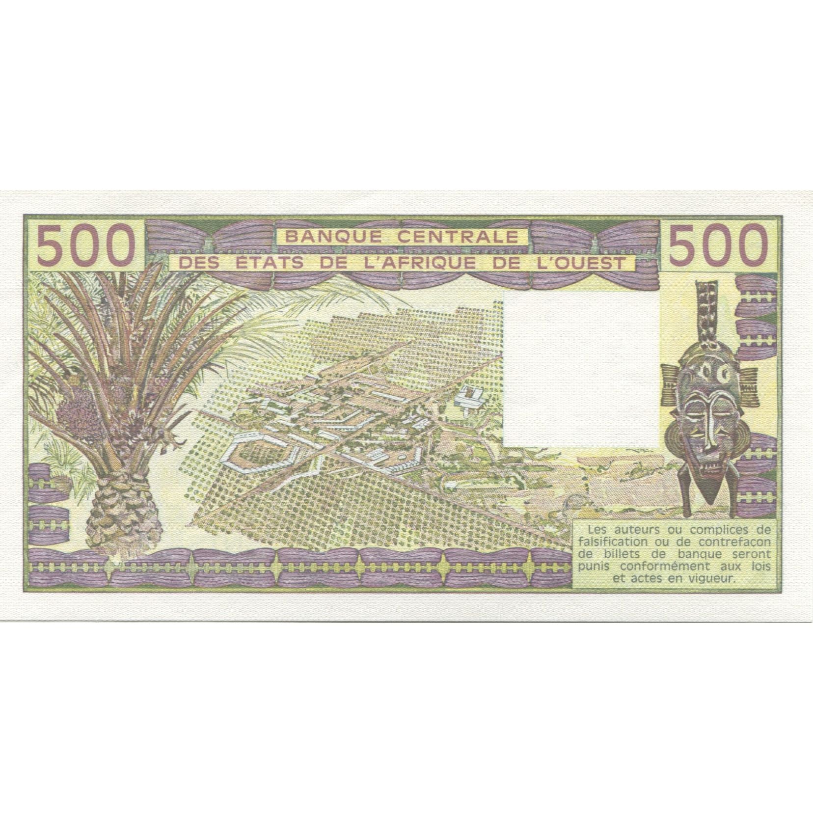 Banknote, West African States, 500 Francs, 1986, KM:206Bj, UNC(65-70)