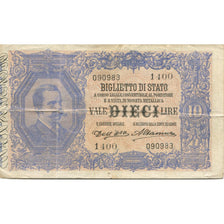 Banknote, Italy, 10 Lire, 1911, KM:20d, VF(20-25)
