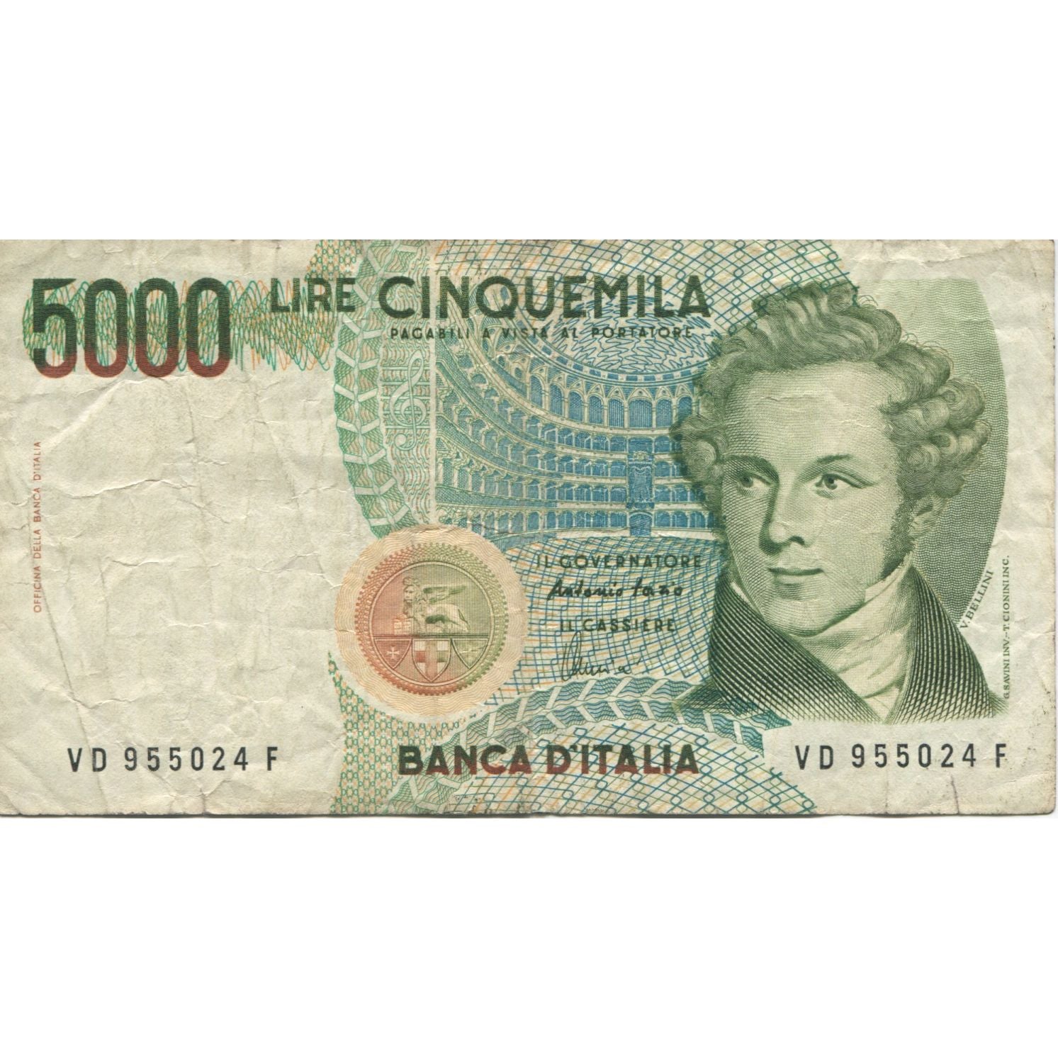 Nota, Itália, 5000 Lire, 1985, 1985-01-04, KM:111c, EF(40-45)