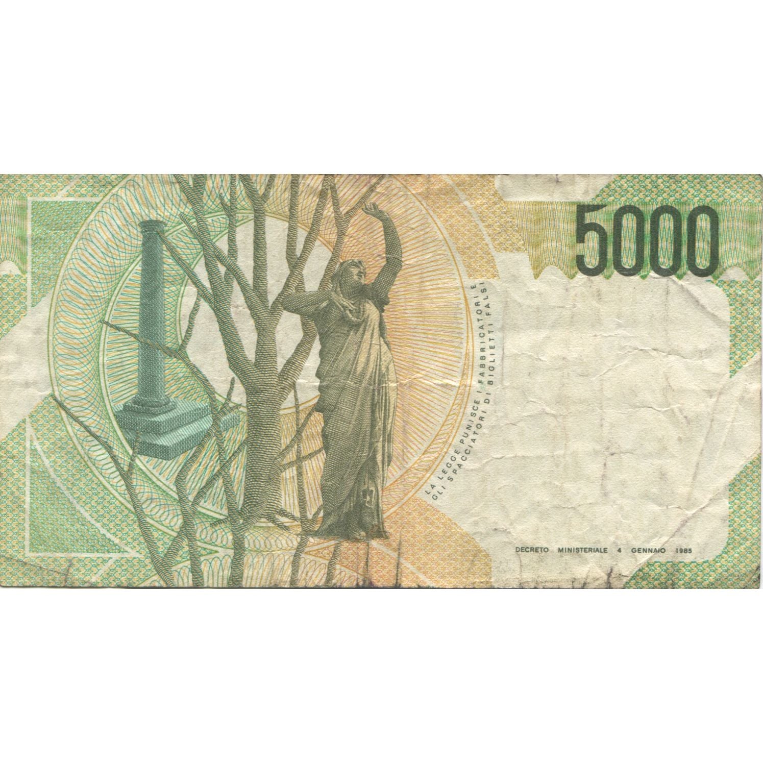 Nota, Itália, 5000 Lire, 1985, 1985-01-04, KM:111c, EF(40-45)