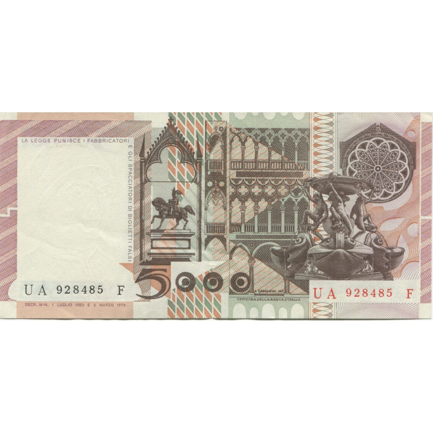 Banknote, Italy, 5000 Lire, 1979, 1979-03-02, KM:105b, UNC(65-70)