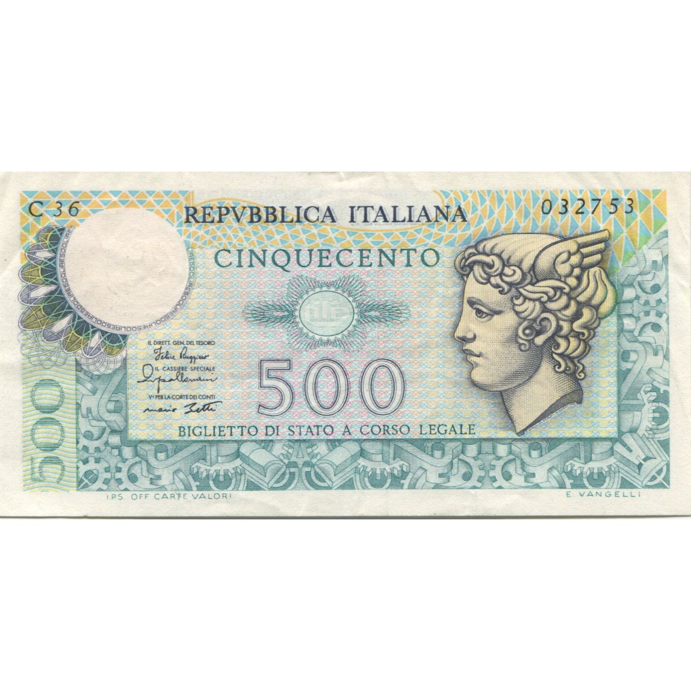 Banknote, Italy, 500 Lire, 1976, 1976-12-20, KM:94, AU(50-53)