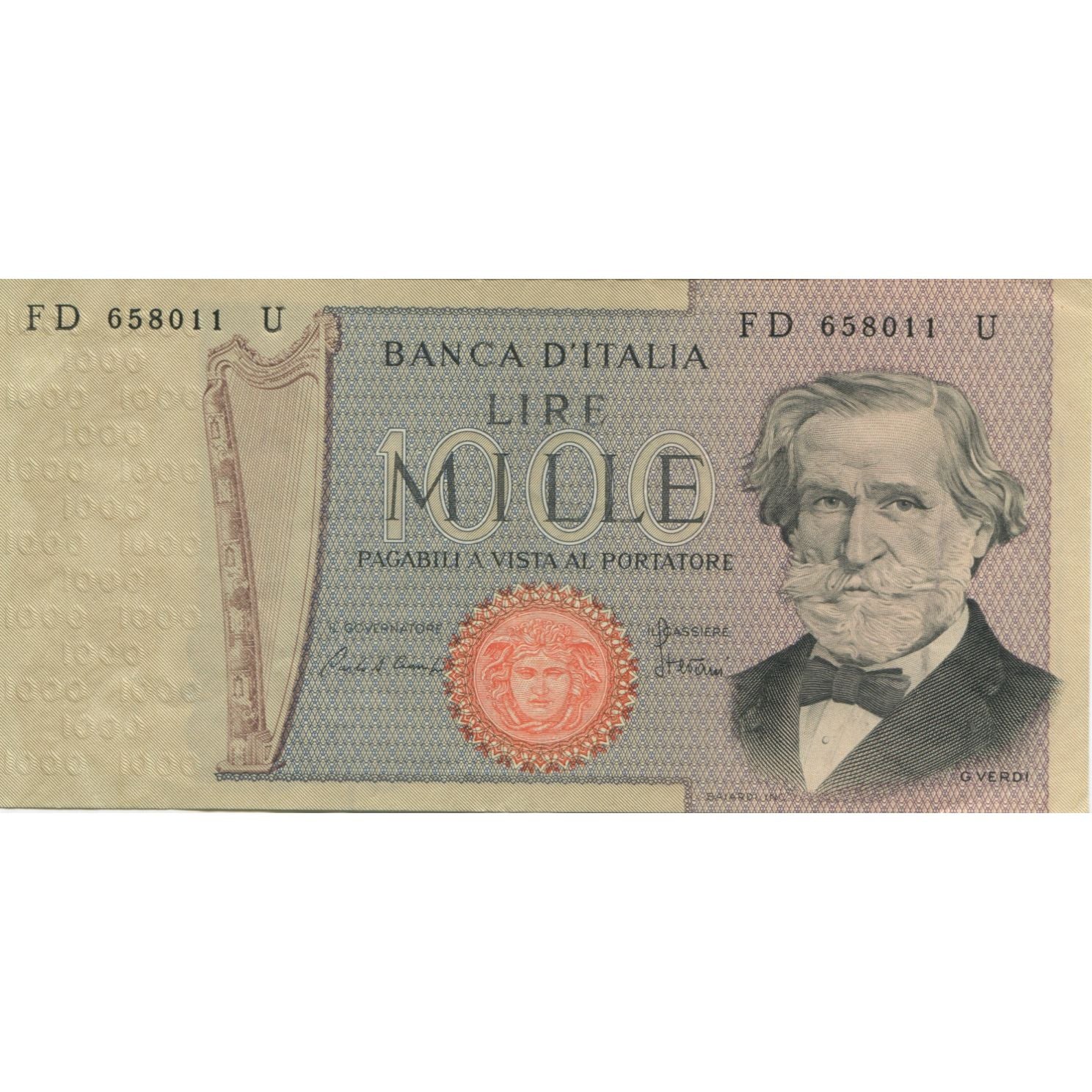 Biljet, Italië, 1000 Lire, 1979, KM:101f, SPL
