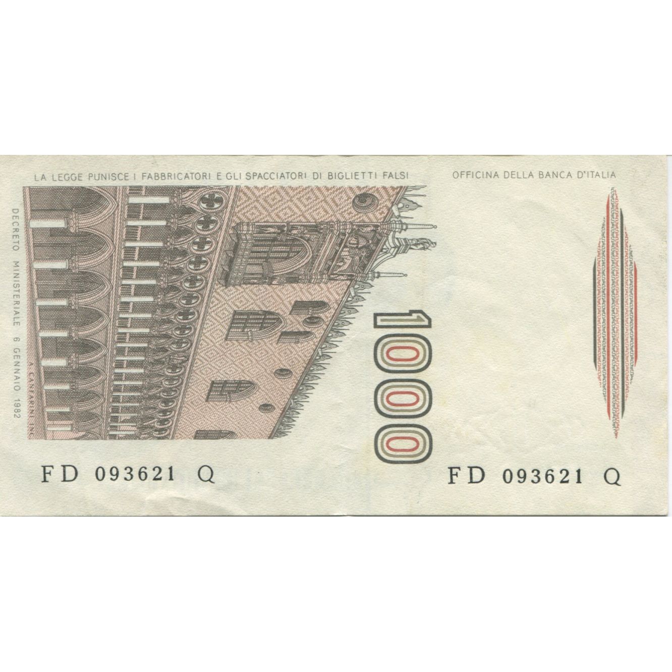 Banconote, Italia, 1000 Lire, 1982, KM:109b, SPL
