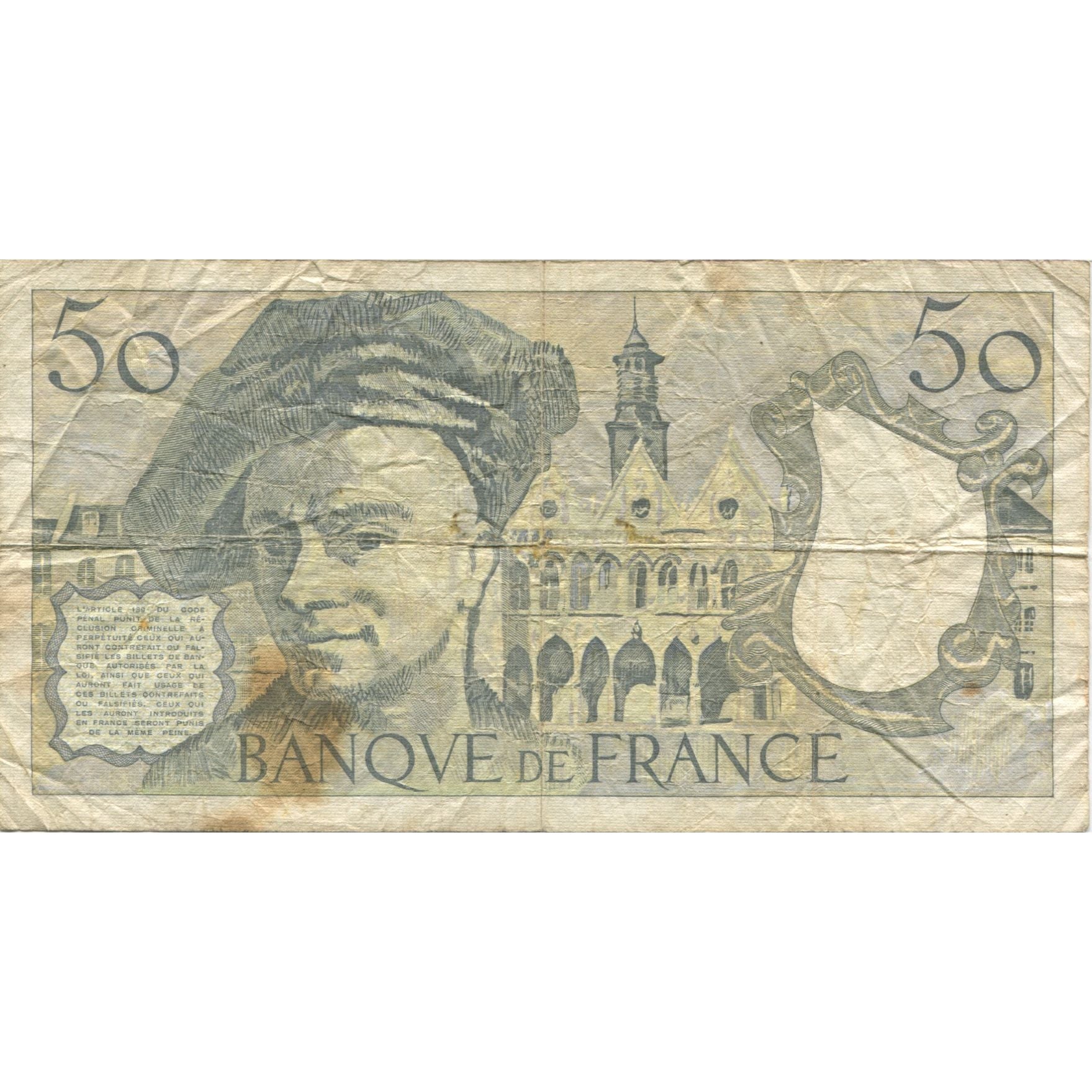 Francja, 50 Francs, Quentin de La Tour, 1990, A.59, VG(8-10), Fayette:67.16