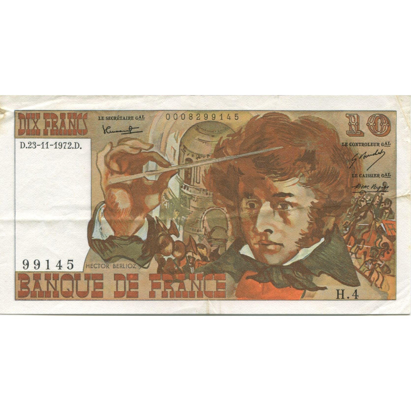 Francia, 10 Francs, Berlioz, 1972, 1972-11-23, SPL-, Fayette:63.1, KM:150a