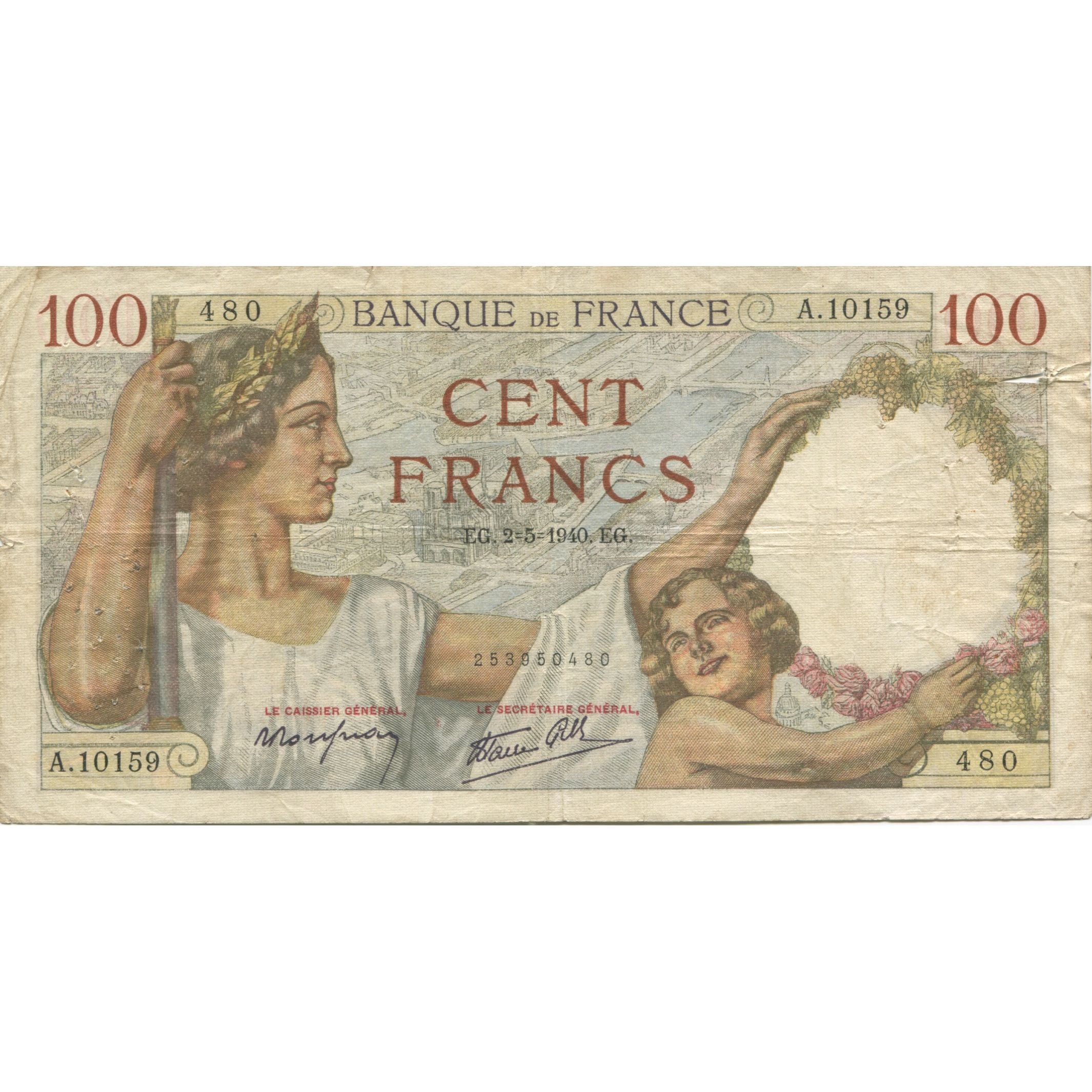 Francia, 100 Francs, Sully, 1940, 1940-05-02, BC, Fayette:26.28, KM:94