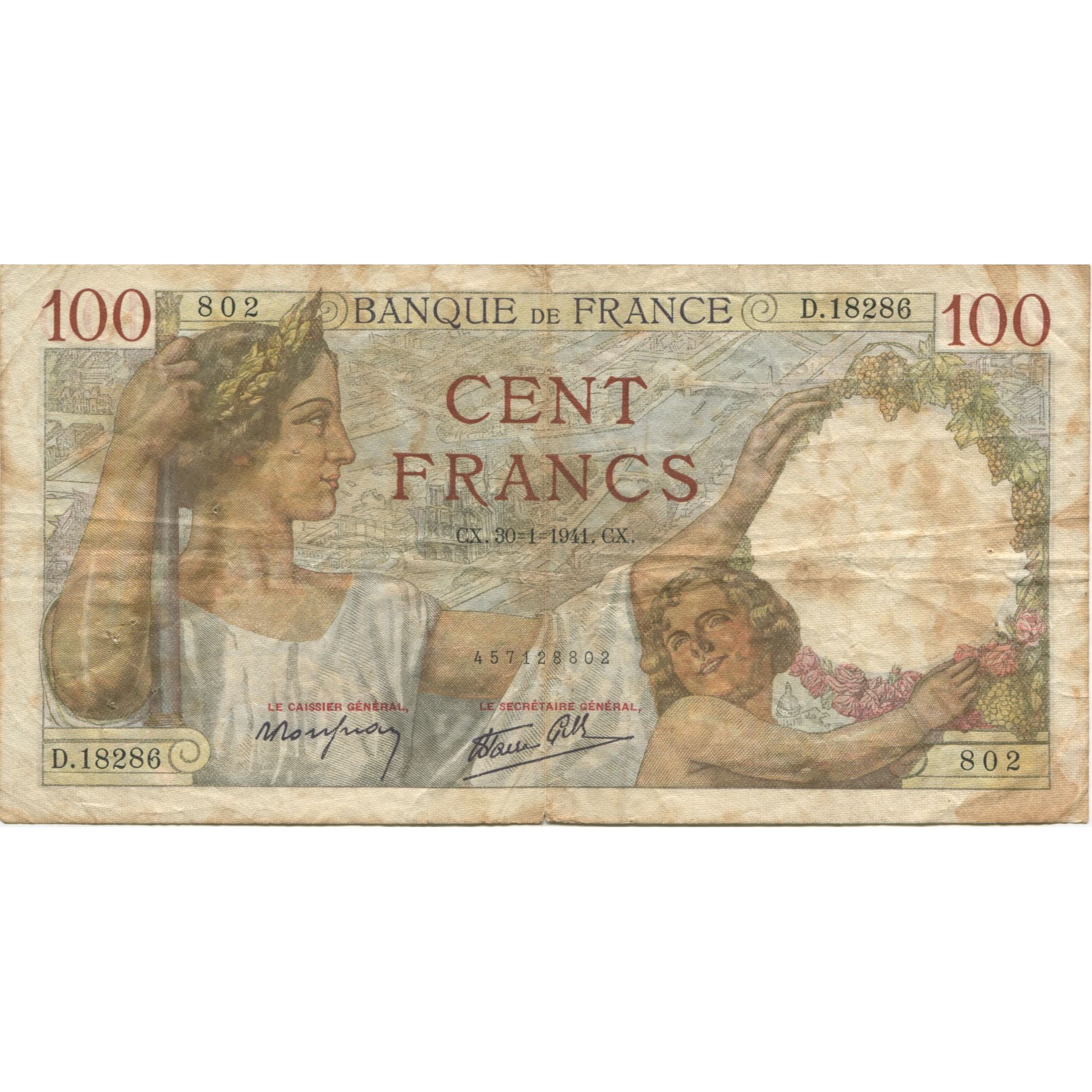 Frankreich, 100 Francs, Sully, 1941, 1941-01-30, SGE, Fayette:26.45, KM:94