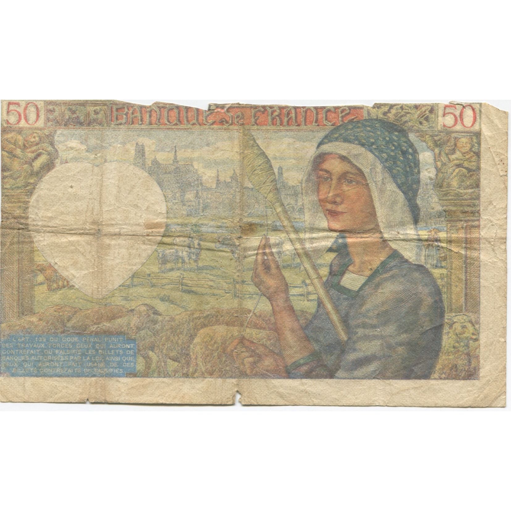 Francja, 50 Francs, Jacques Coeur, 1940, 1940-12-05, AG(1-3), Fayette:19.4