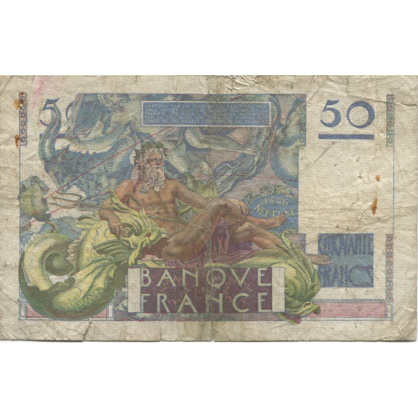Frankrijk, 50 Francs, Le Verrier, 1946, 1946-03-28, AB, Fayette:20.2, KM:127a