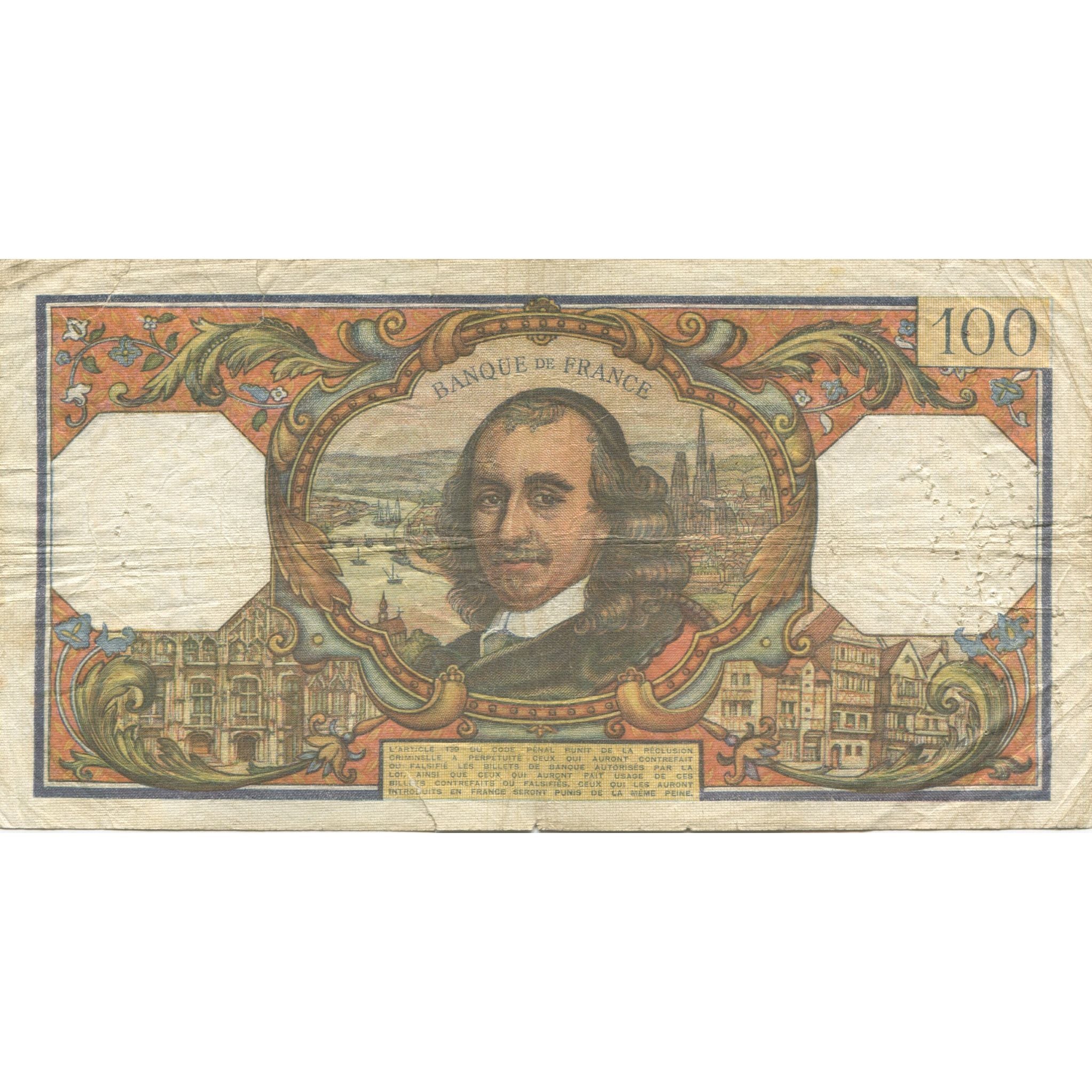 France, 100 Francs, Corneille, 1966, 1966-09-01, VG(8-10), Fayette:65.14