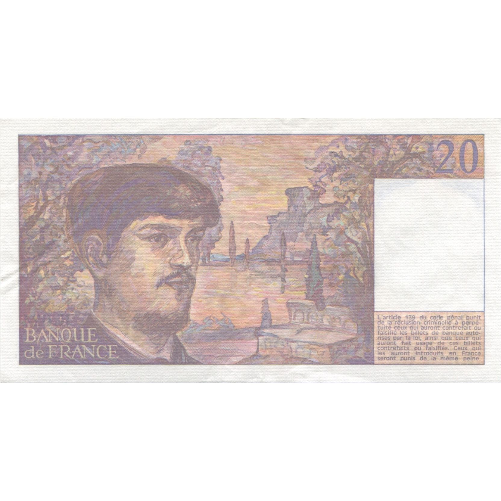 Frankrijk, 20 Francs, Debussy, 1989, NIEUW, Fayette:66.10, KM:151c