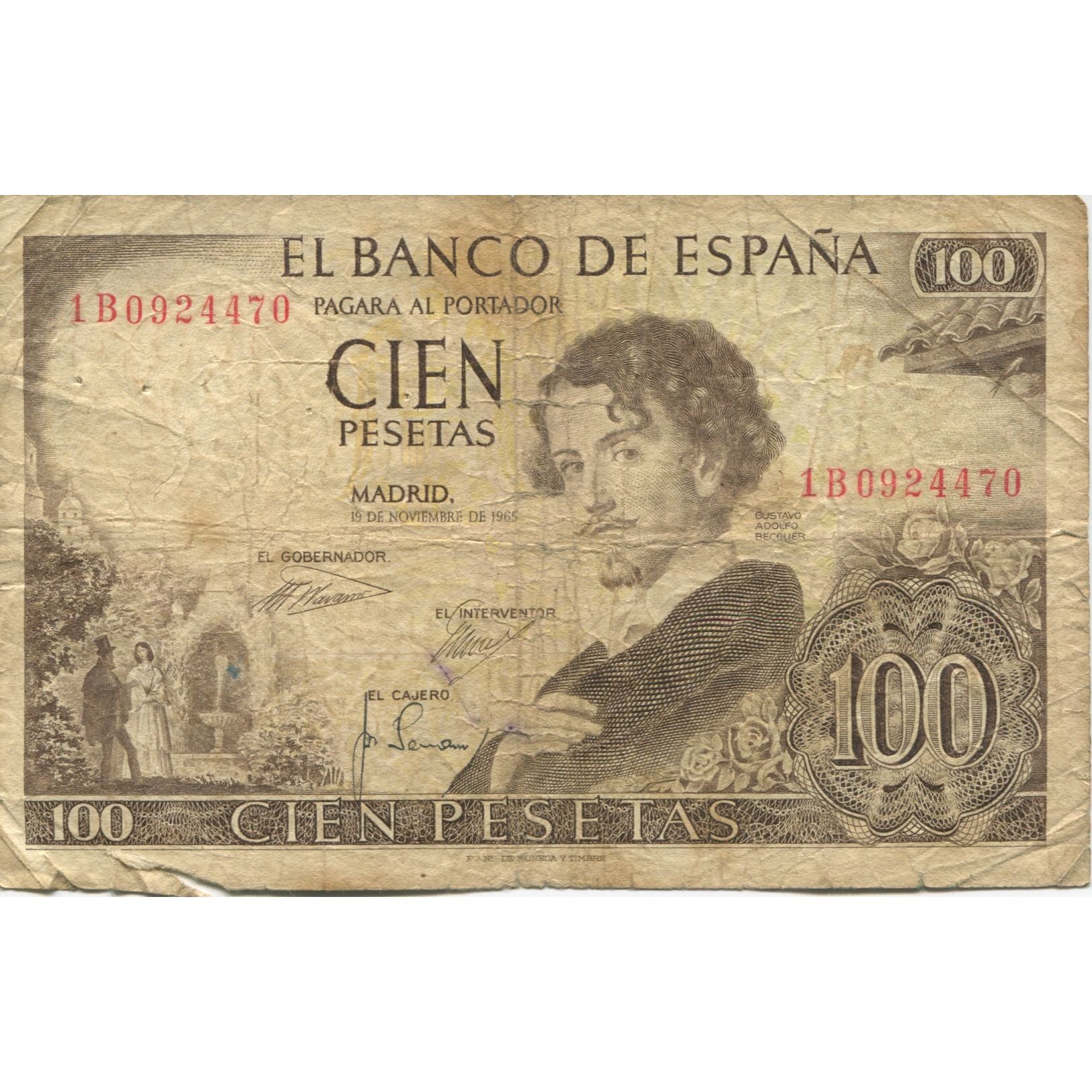 Billet, Espagne, 100 Pesetas, 1965, 1965-11-19, KM:150, AB
