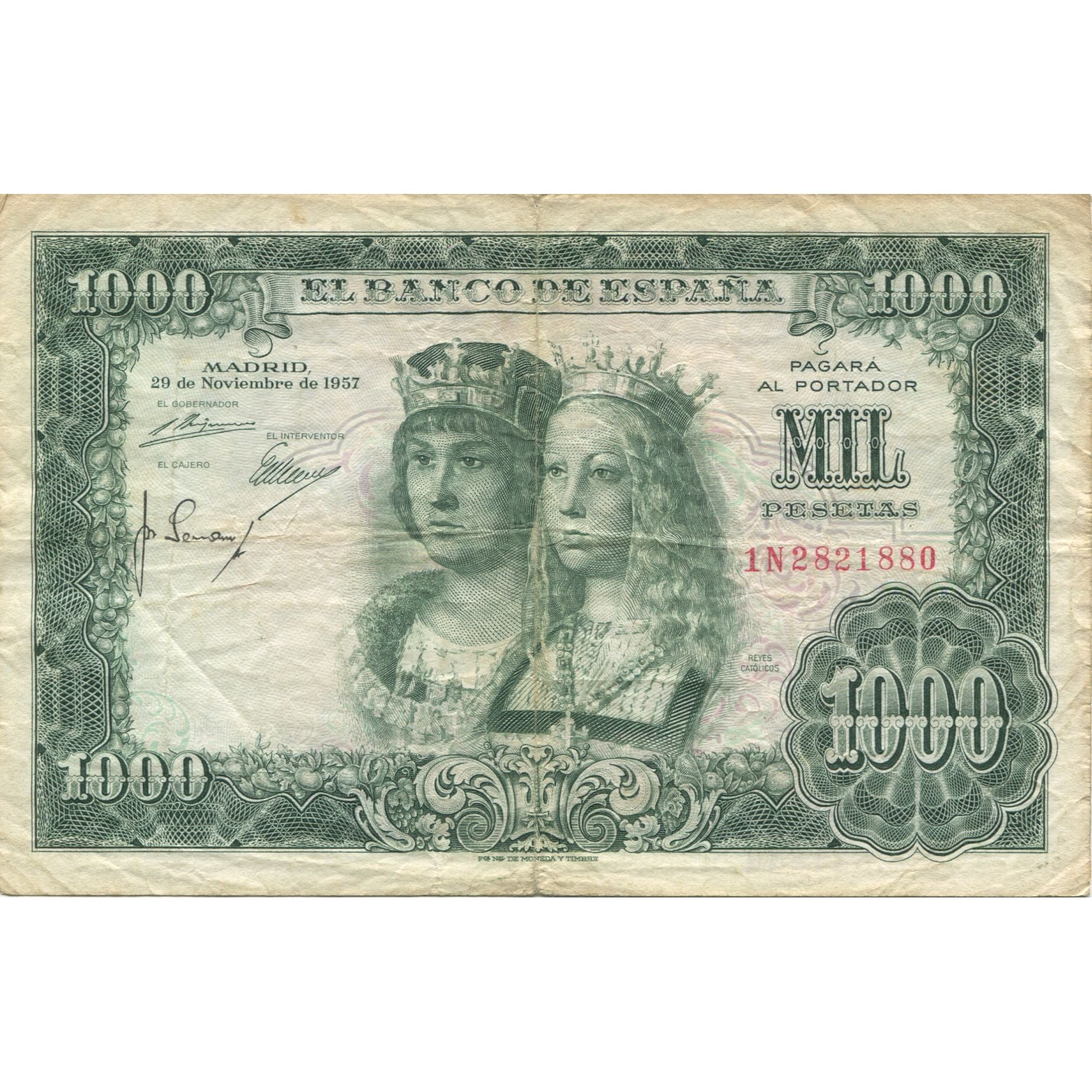 Banknote, Spain, 1000 Pesetas, 1957, 1957-11-29, KM:149a, F(12-15)
