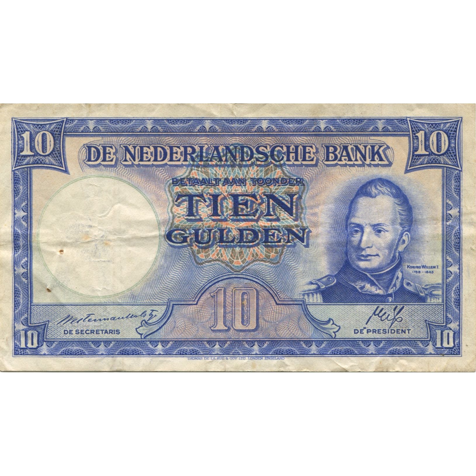 Banknote, Netherlands, 10 Gulden, 1945, 1945-05-07, KM:75b, VF(20-25)