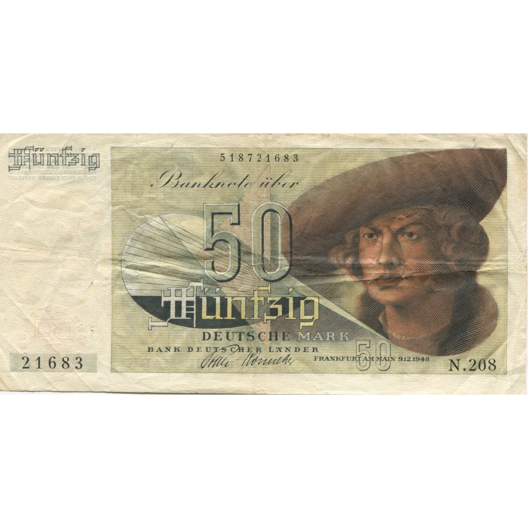 Banknote, GERMANY - FEDERAL REPUBLIC, 50 Deutsche Mark, 1948, 1948-12-09