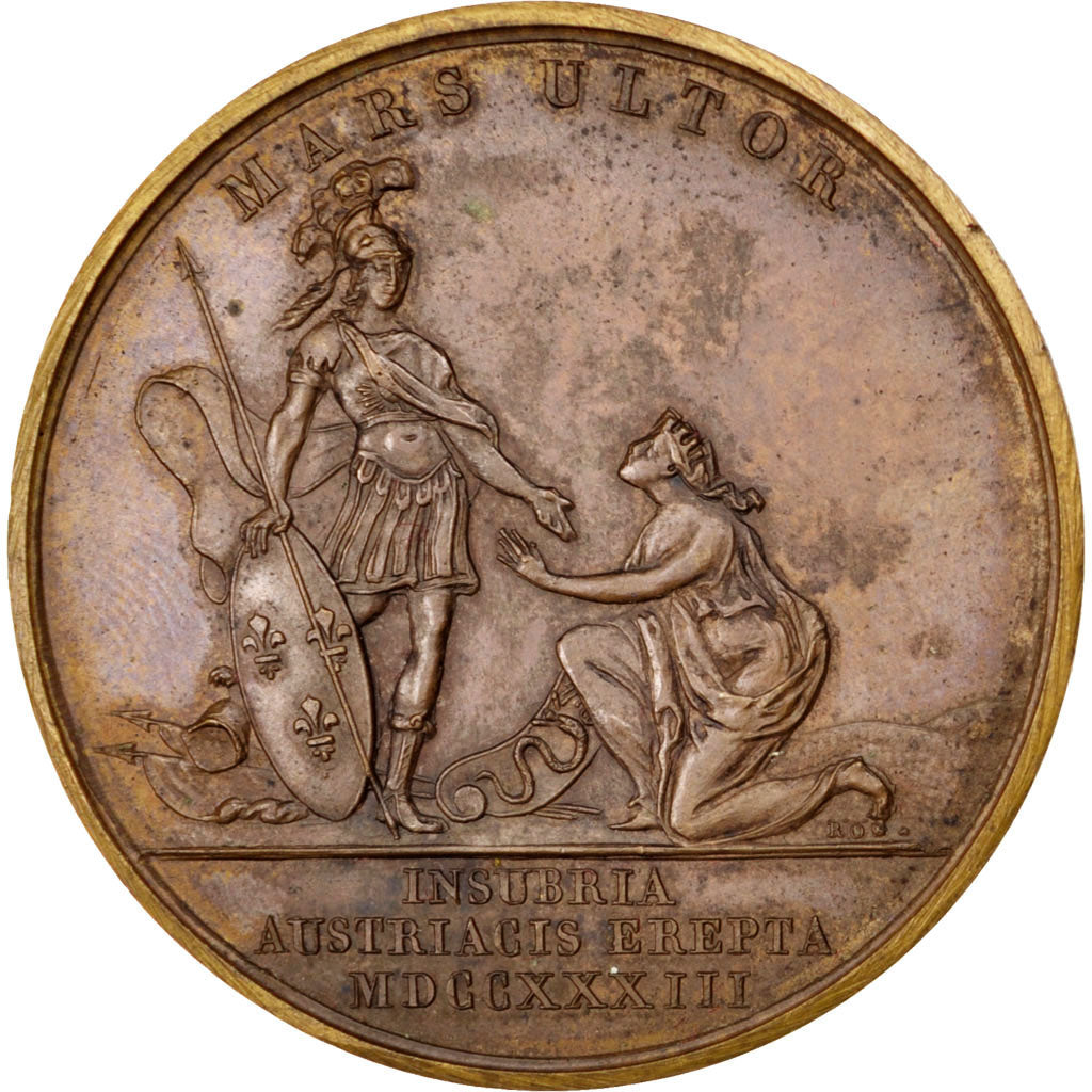 Frankreich, Medal, Louis XV, Politics, Society, War, 1733, Duvivier, VZ, Bronze
