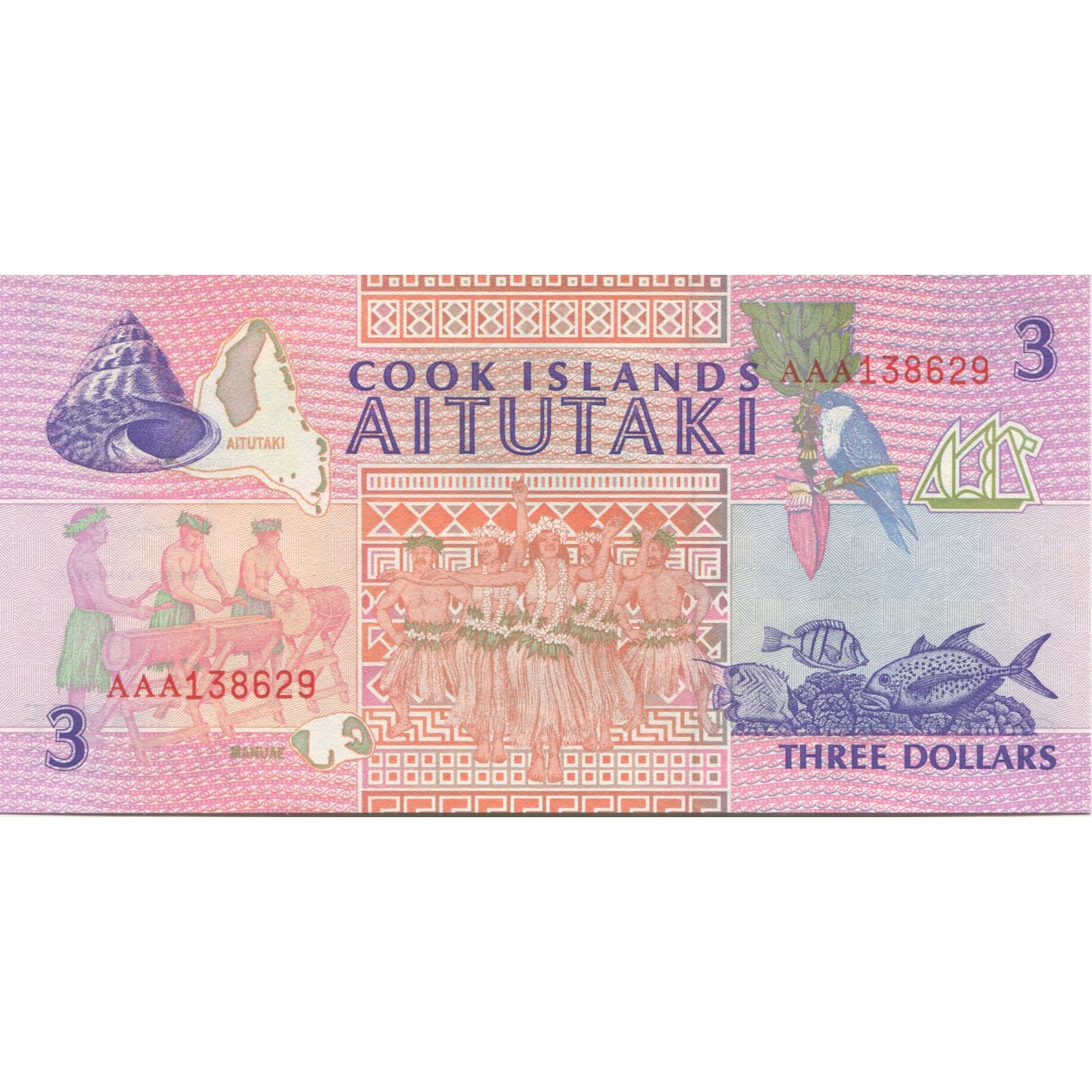 Banknote, Cook Islands, 3 Dollars, 1992, KM:7a, UNC(65-70)