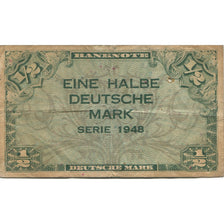 Nota, ALEMANHA - REPÚBLICA FEDERAL, 1/2 Deutsche Mark, 1948, KM:1a, F(12-15)