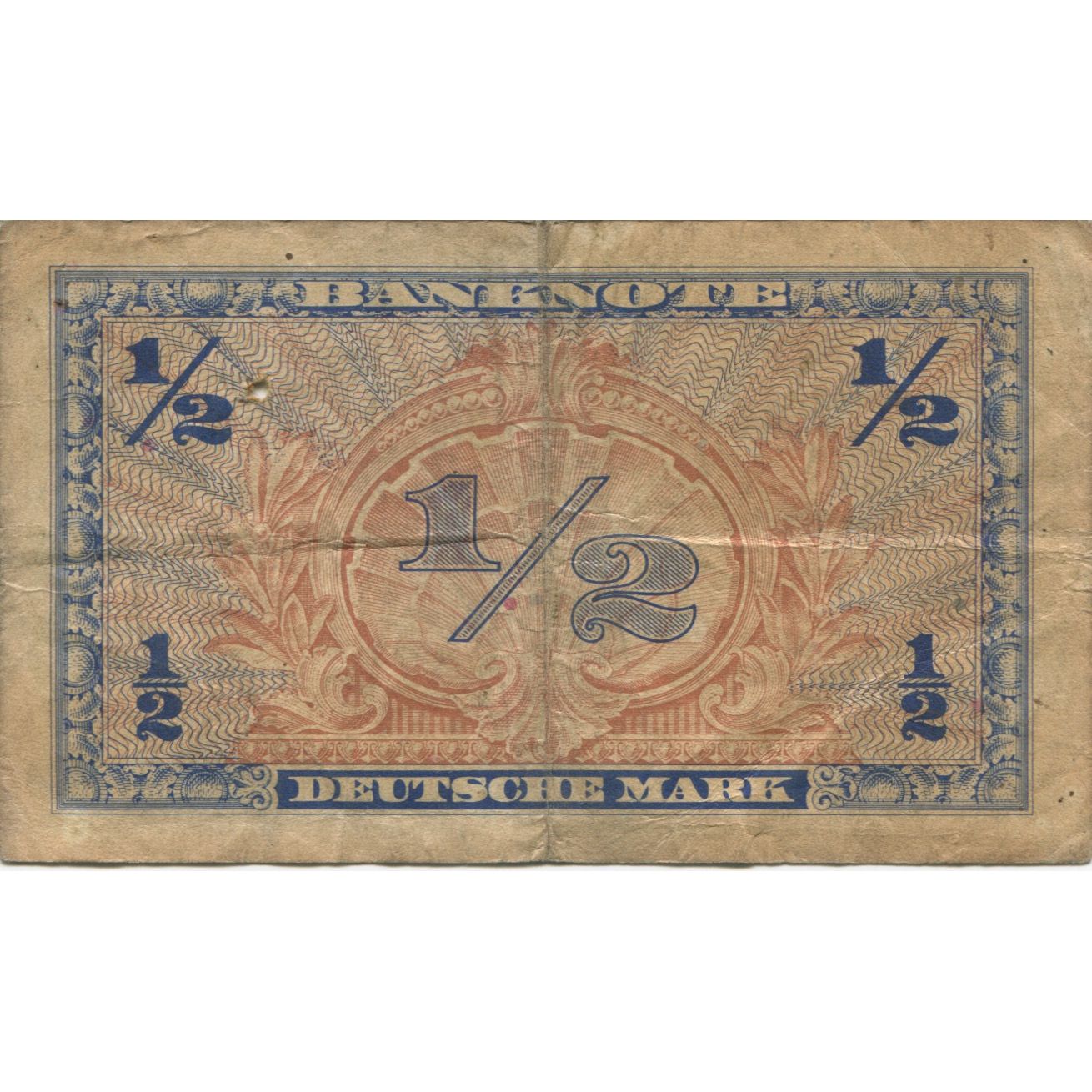 Banknot, Niemcy - RFN, 1/2 Deutsche Mark, 1948, KM:1a, F(12-15)