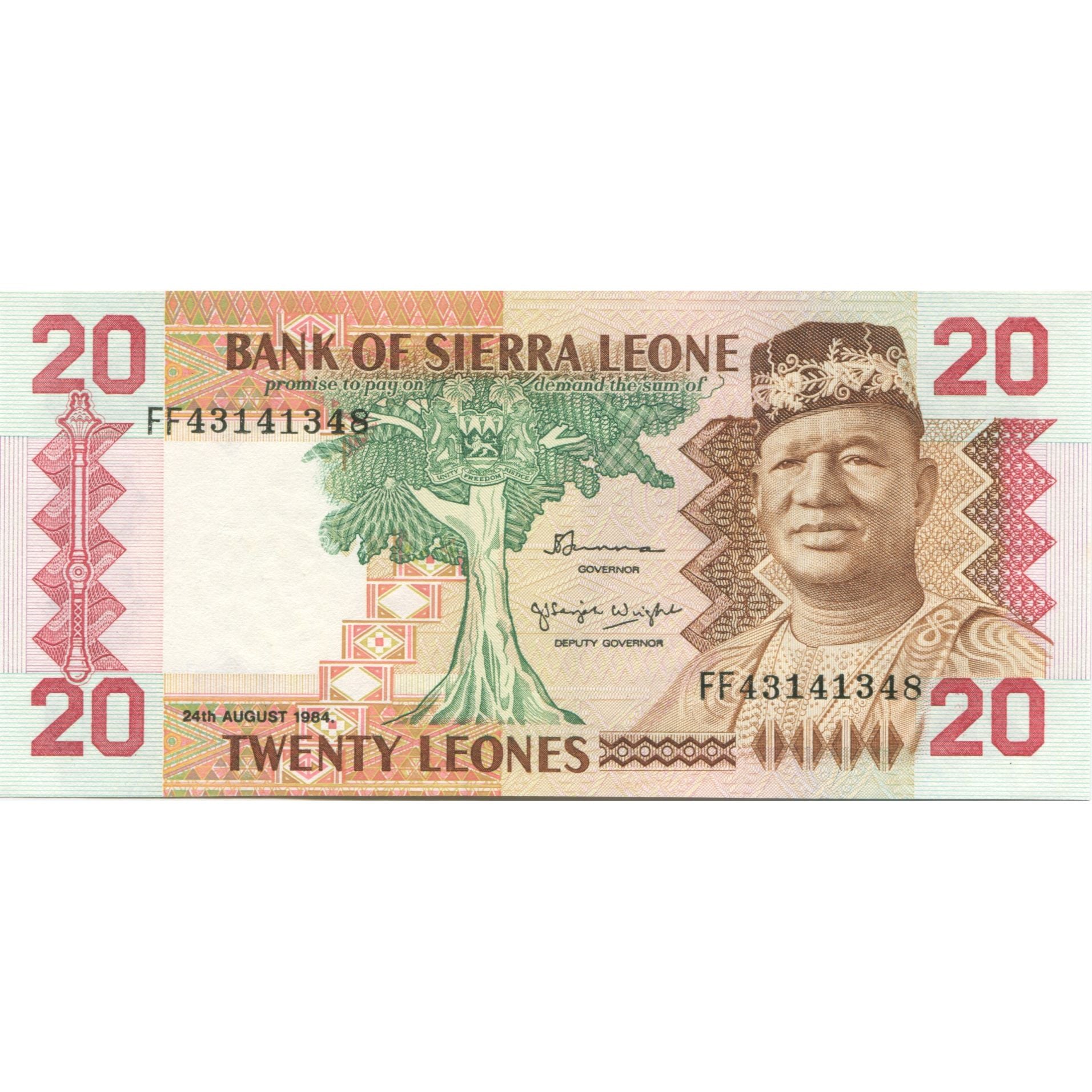 Banknote, Sierra Leone, 20 Leones, 1984, 1984-08-24, KM:14b, UNC(65-70)