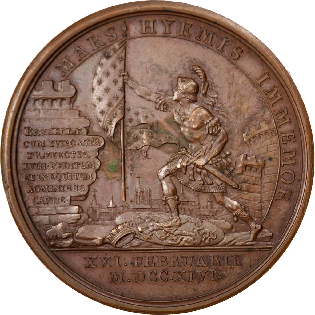 Francia, Medal, Louis XV, Politics, Society, War, 1746, SPL-, Bronzo, Divo:132.
