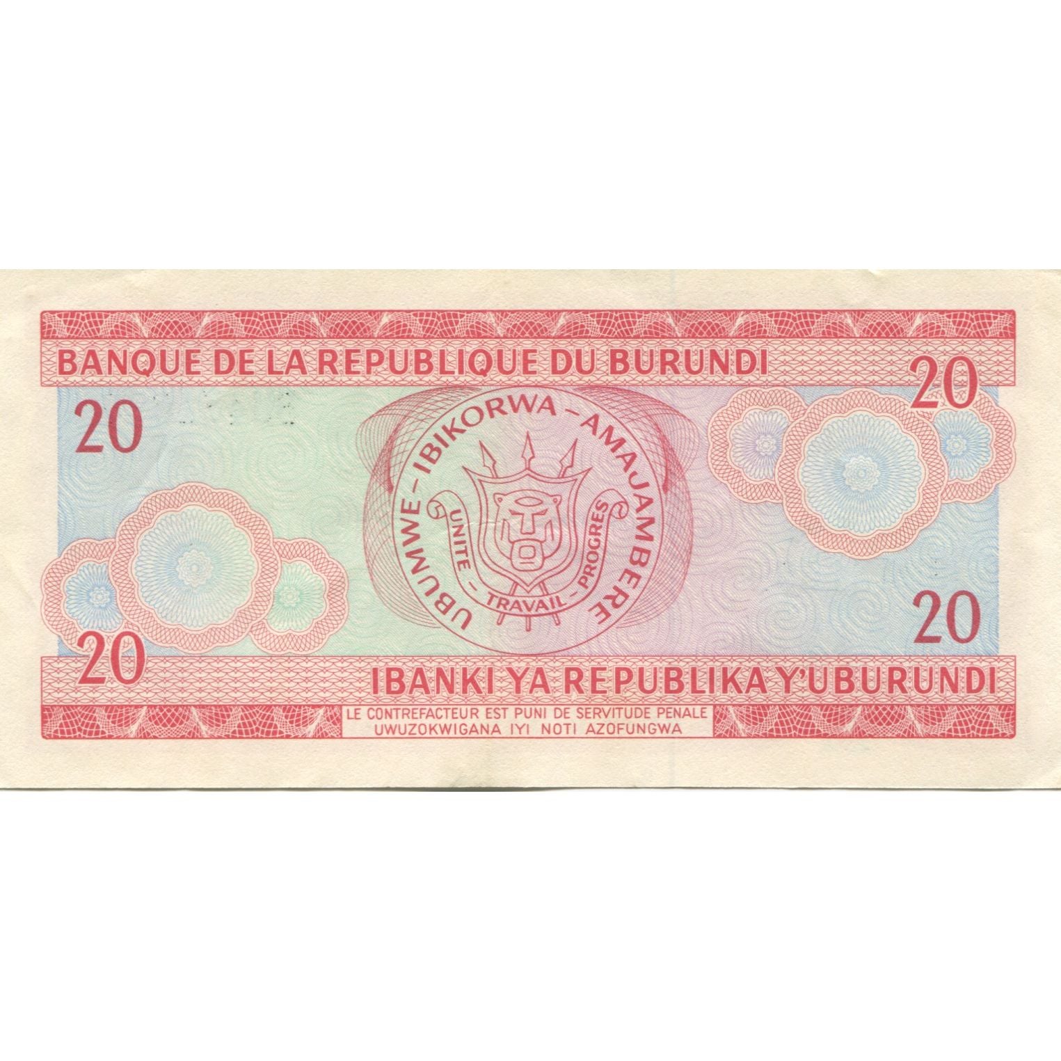 Billete, 20 Francs, 1989, Burundi, 1989-10-01, KM:27b, SC